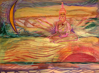 Floating Buddha, original painting