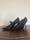 chico's kitten heels mary jane pointed toe patent leather black sz 8 - Braden Fine Art