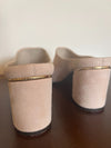 cole haan open toe suade mules 3 inch heel sz 8 peach/beige - Braden Fine Art