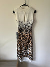 BEBE Leopard ombre Print cream black yellow bodycon Sz large NWT