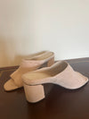 cole haan open toe suade mules 3 inch heel sz 8 peach/beige - Braden Fine Art