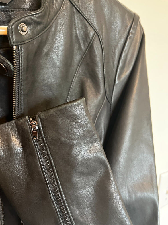 Bebe Black Leather moto Jacket - Braden Fine Art