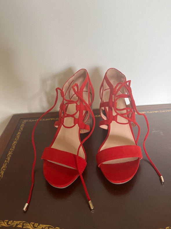 franco sarto "jewel" sandals block heel strappy sandals red 8.5 - Braden Fine Art