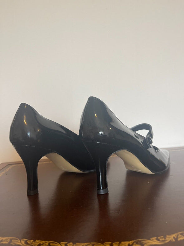 chico's kitten heels mary jane pointed toe patent leather black sz 8 - Braden Fine Art