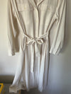 UNIQLO Womens Size M Off White Linen Blend 3/4 Sleeve Shirt Dress