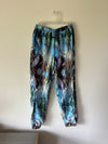 artist designed Windbreaker Track Pants Womens Medium zip pockets blue