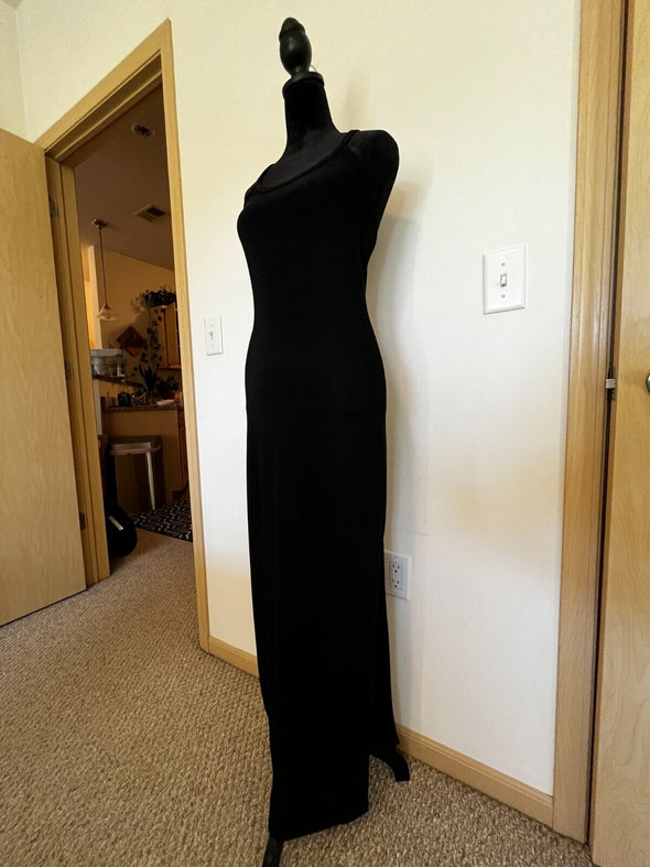 vintage newpost dress column dress black side slit sz m