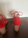 franco sarto "jewel" sandals block heel strappy sandals red 8.5 - Braden Fine Art