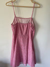 pink ditzy pattern sundress with side zip and spaghetti straps sz M