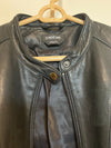 Bebe Black Leather moto Jacket Womens Medium zipper pocket princess seams