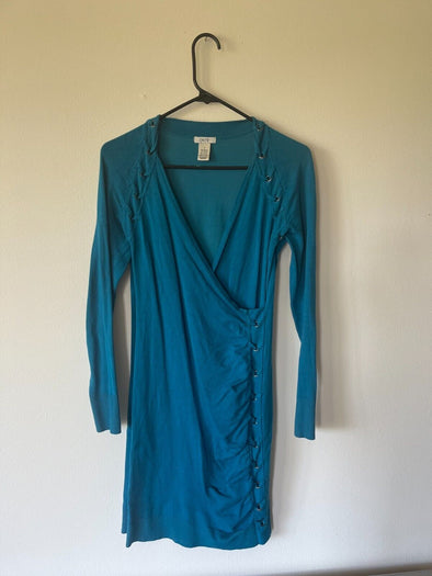 cache sweater dress  RN# 74578 teal size M 