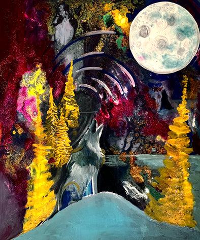 Wolf Pack Howls 36x30 canvas